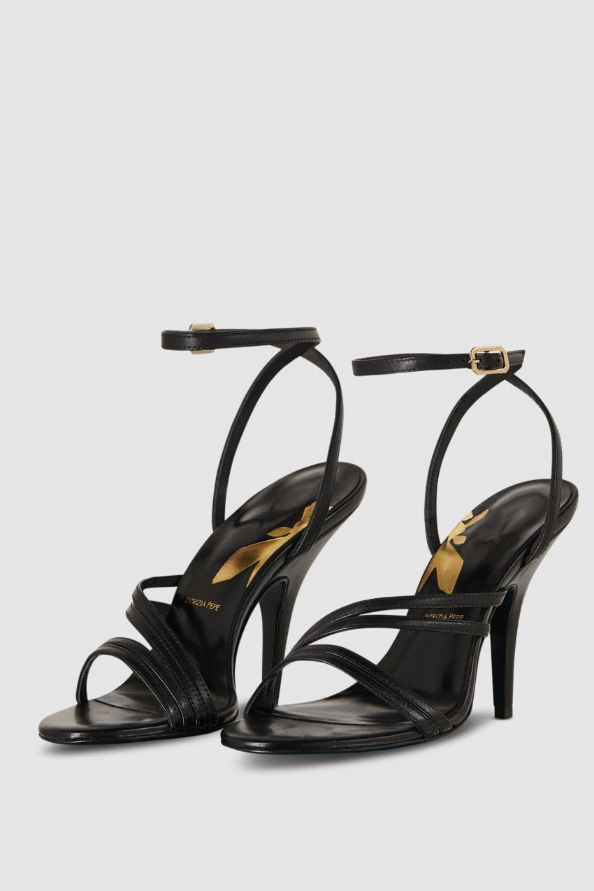 Patrizia Pepe Heeled Leather Sandals Zwart | 4072TLBCD