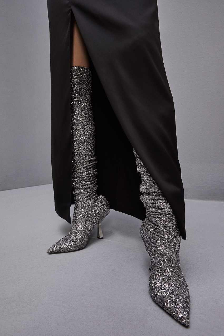 Patrizia Pepe Heeled Sequined Boots S274 | 1538ZLMJN