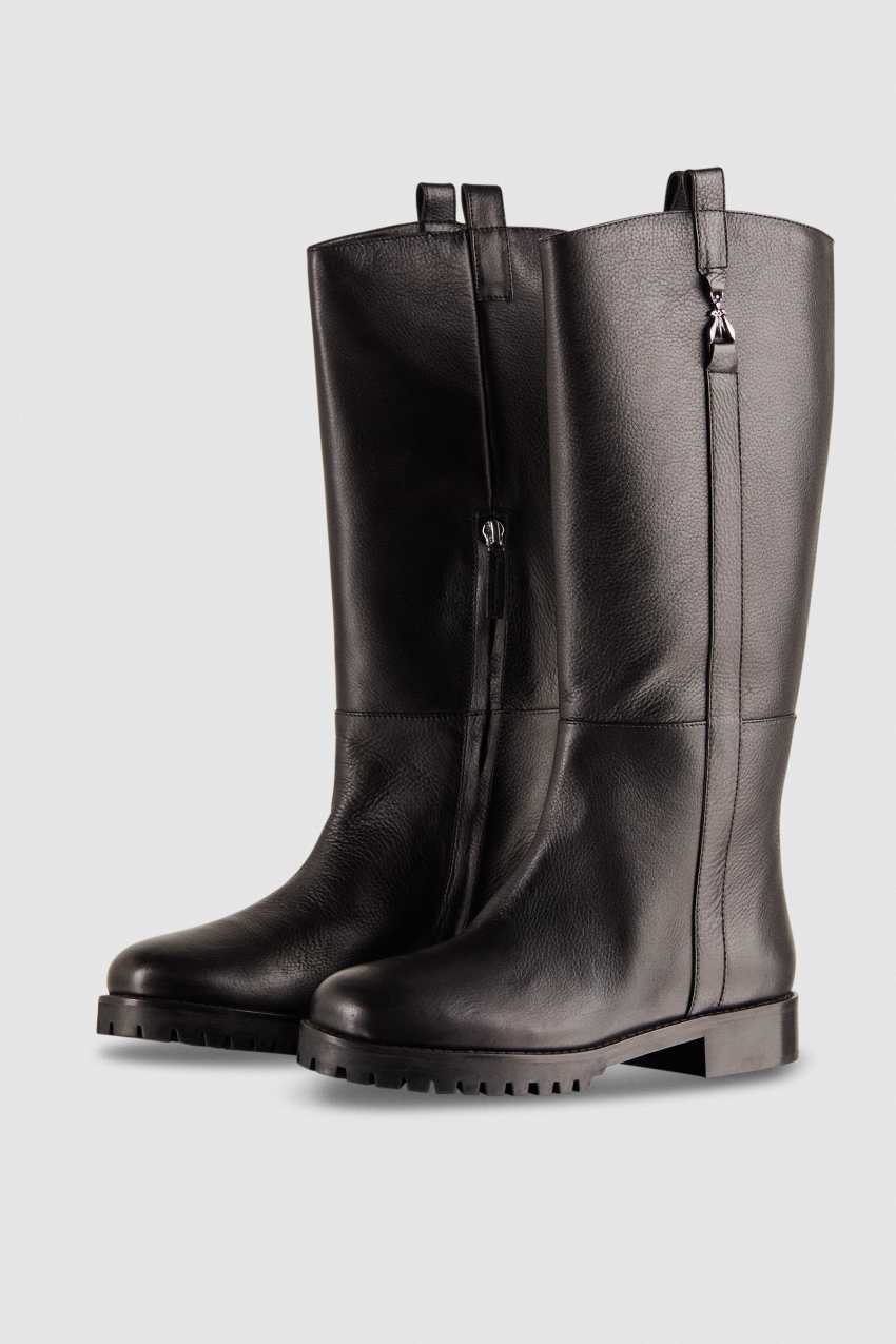 Patrizia Pepe High Nappa Leather Boots With Zipper Zwart | 3598UASFB