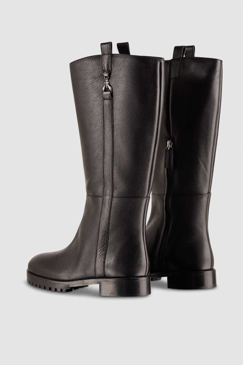 Patrizia Pepe High Nappa Leather Boots With Zipper Zwart | 3598UASFB