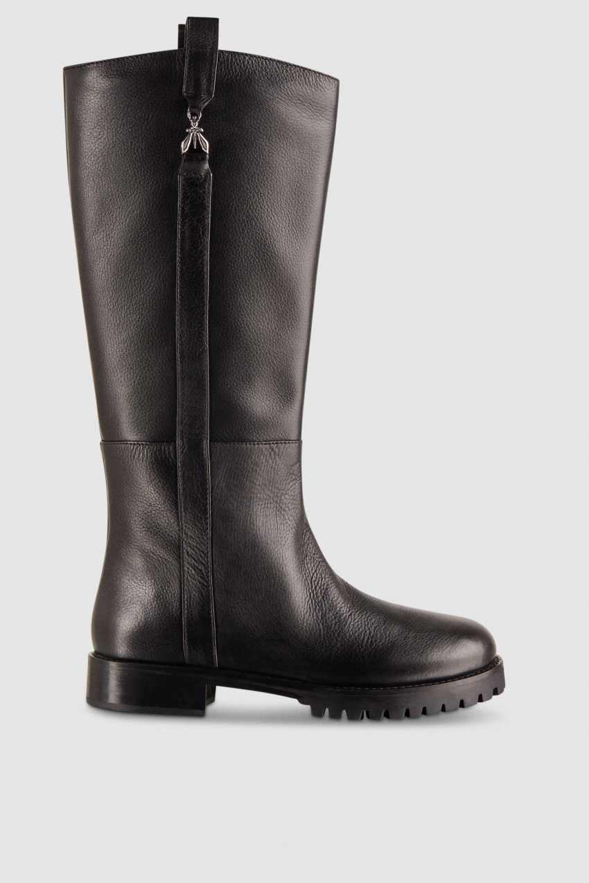 Patrizia Pepe High Nappa Leather Boots With Zipper Zwart | 3598UASFB