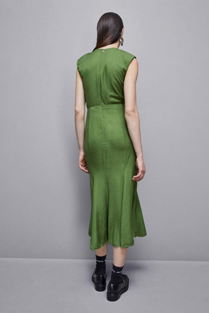 Patrizia Pepe Jacquard Viscose Midi Dress Groen | 3418HYELK