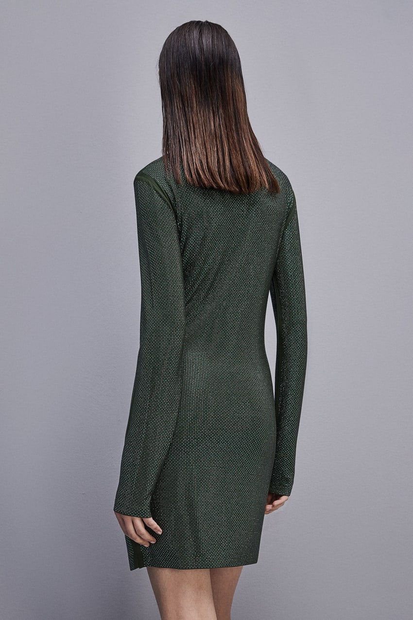 Patrizia Pepe Jersey Dress With Rhinestones Groen | 5630UIXYQ