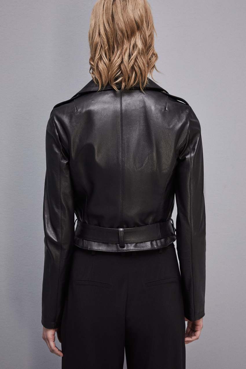 Patrizia Pepe Leather Biker Jacket Zwart | 8641FCZQK