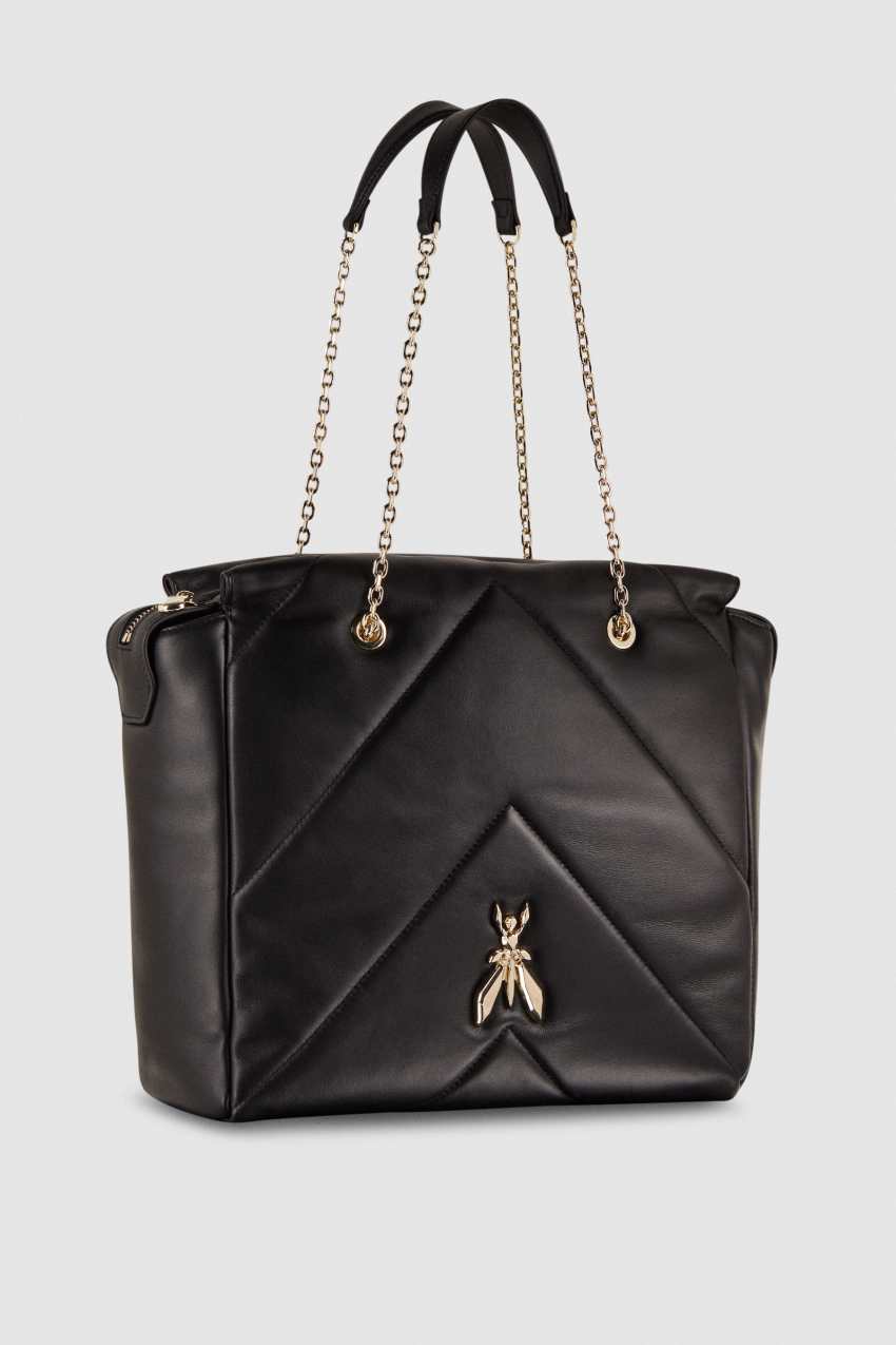 Patrizia Pepe Leather Bucket Bag With Zipper Zwart | 9340UBFEX