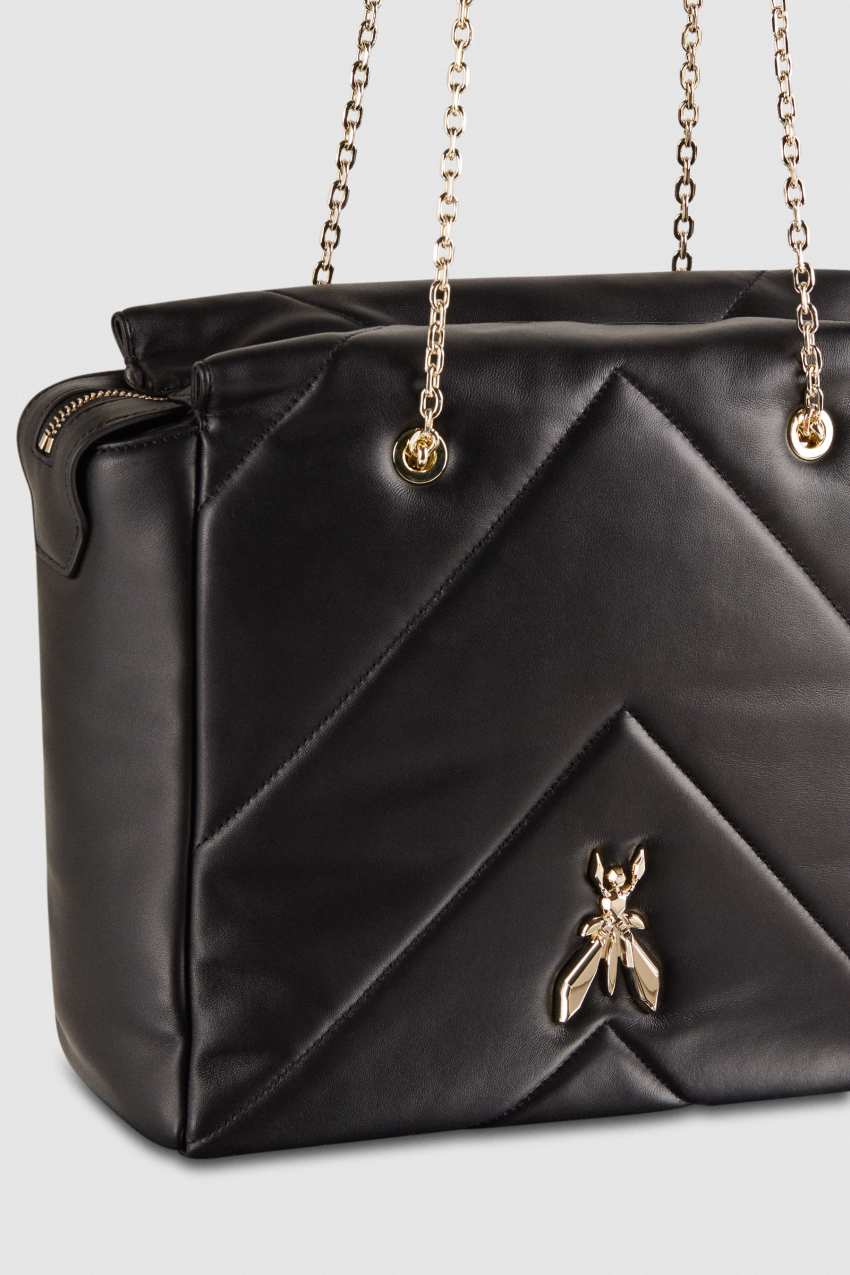 Patrizia Pepe Leather Bucket Bag With Zipper Zwart | 9340UBFEX