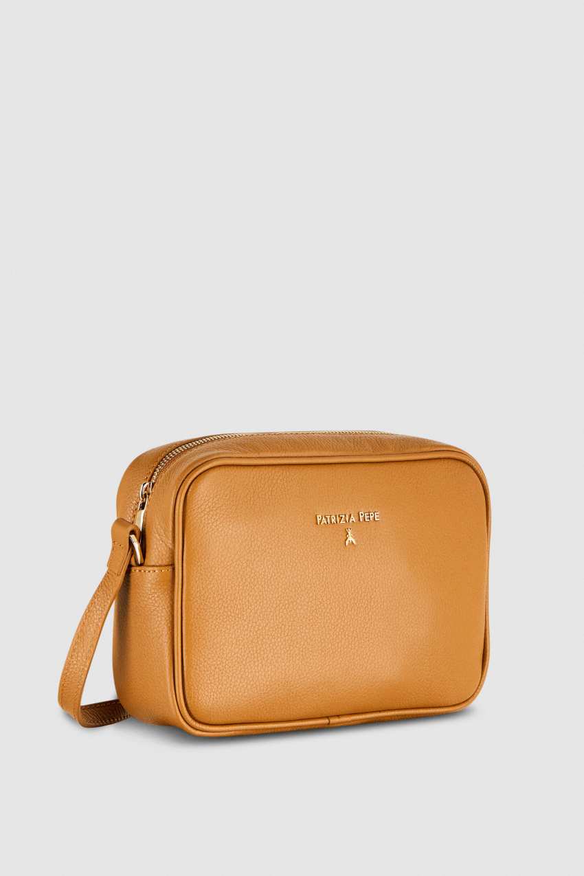 Patrizia Pepe Leather Camera Bag With Inside Pocket Bruin | 0829JRWZI