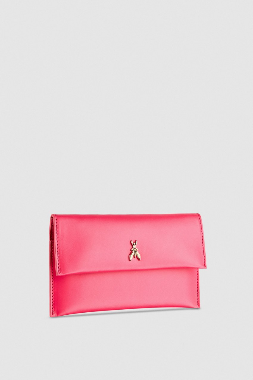 Patrizia Pepe Leather Clutch Bag With Chain Shoulder Strap Roze | 4379HUCRG