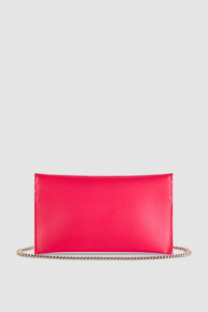 Patrizia Pepe Leather Clutch Bag With Chain Shoulder Strap Roze | 4379HUCRG