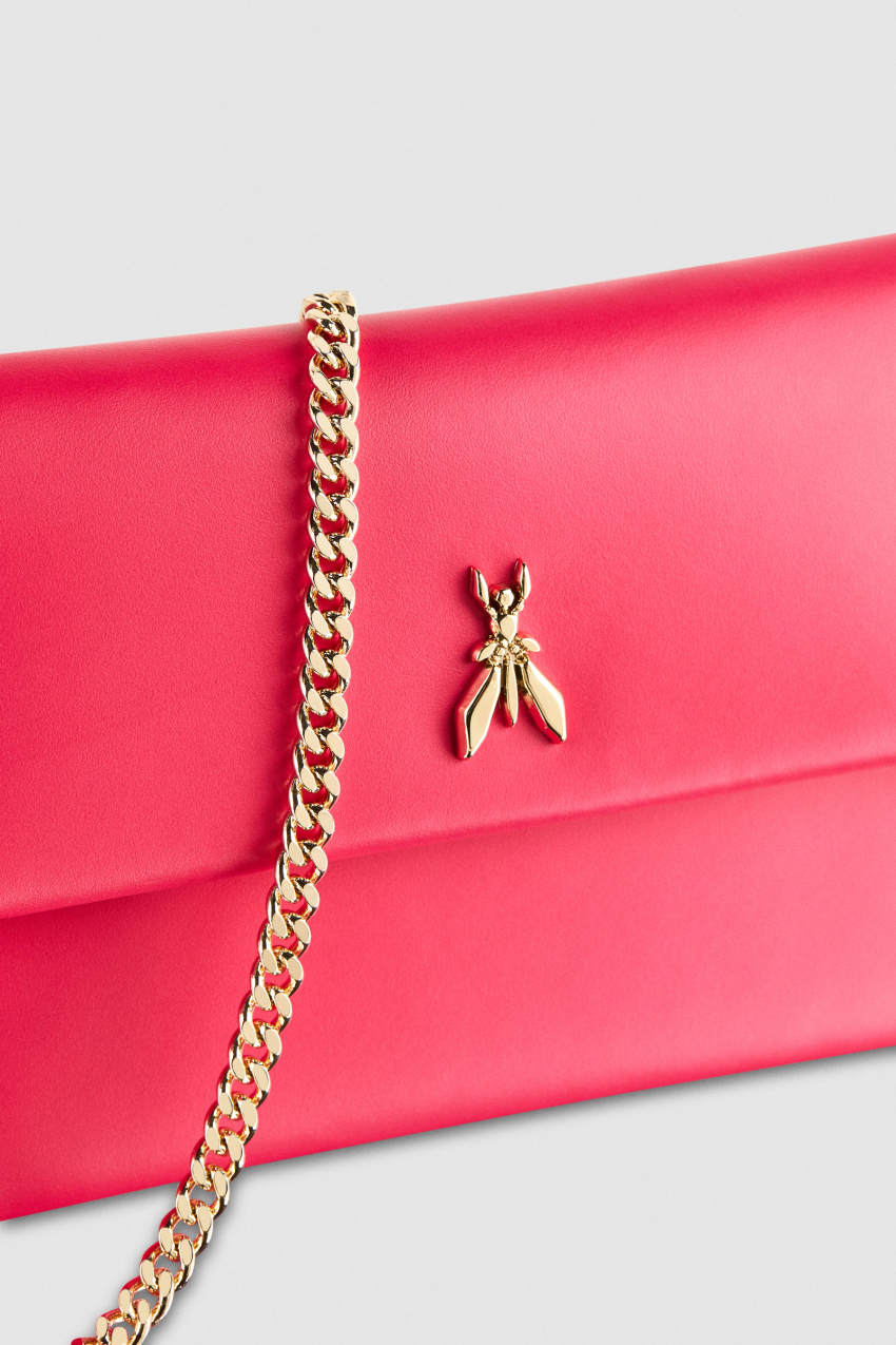 Patrizia Pepe Leather Clutch Bag With Chain Shoulder Strap Roze | 4379HUCRG