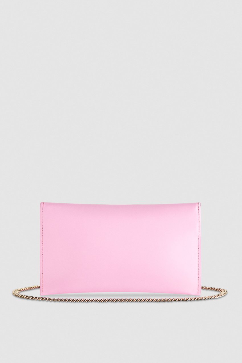 Patrizia Pepe Leather Clutch Bag With Chain Shoulder Strap Roze | 9074WLXNB