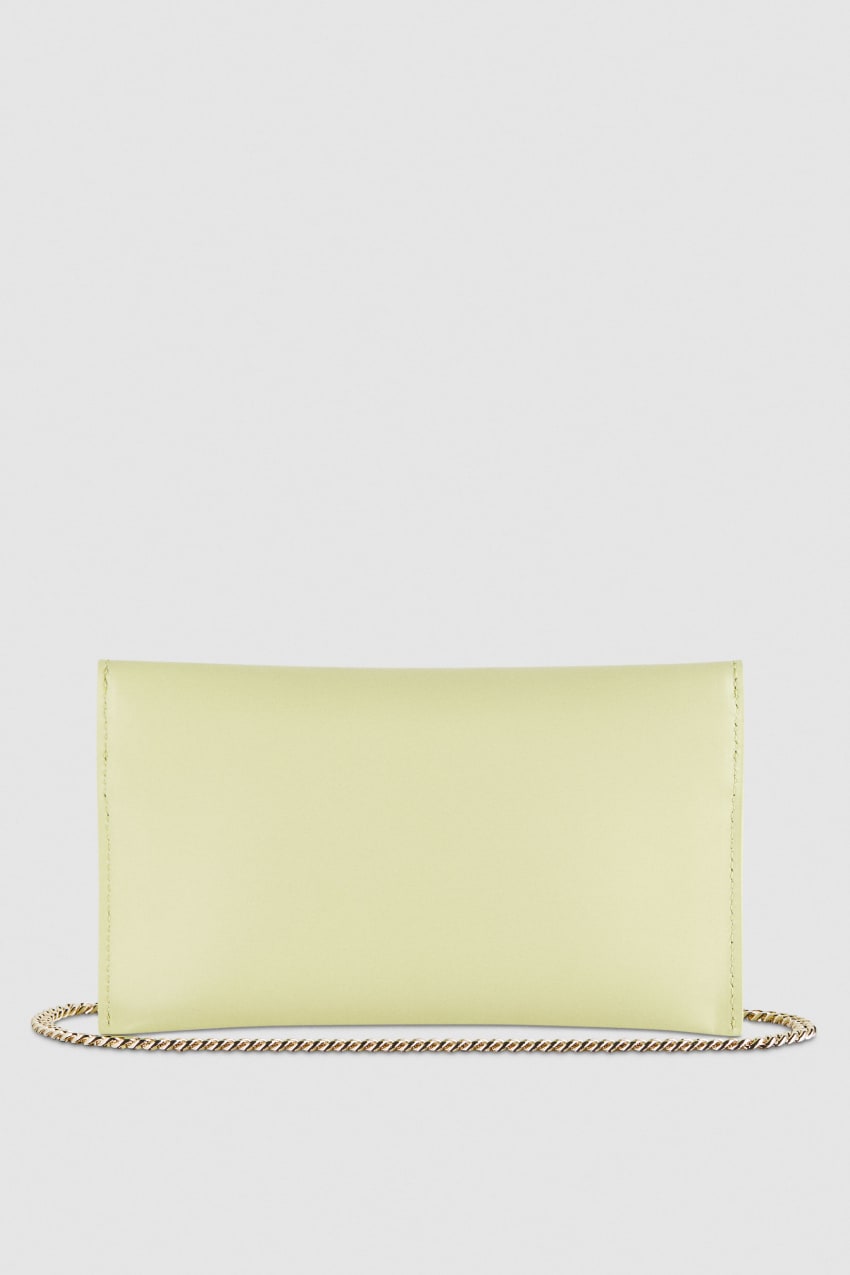 Patrizia Pepe Leather Clutch Bag With Chain Shoulder Strap Geel | 5178UWEAO