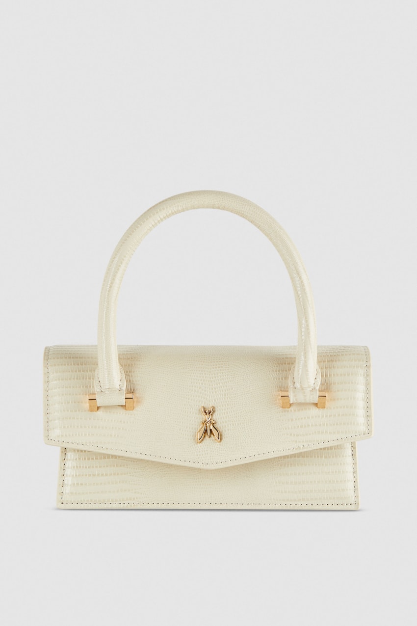 Patrizia Pepe Leather Shoulder Bag With Tejus Print Beige | 8560BIUAX