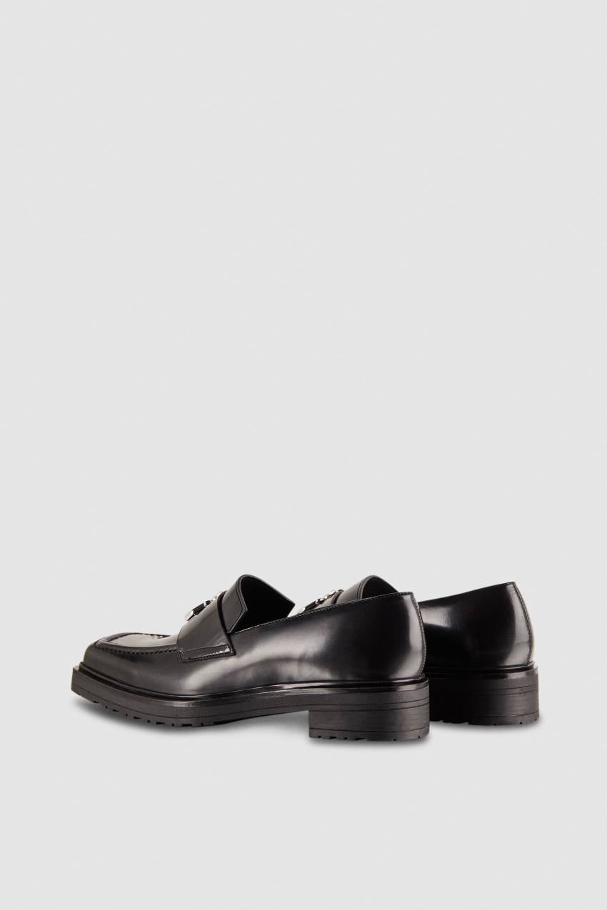 Patrizia Pepe Leather Square Toe Moccasins Zwart | 8457CWFUX