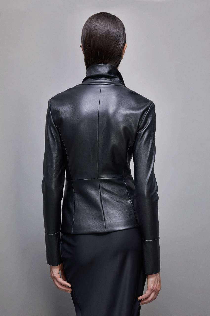 Patrizia Pepe Leather-effect Overshirt Jacket Zwart | 1540MCNKT