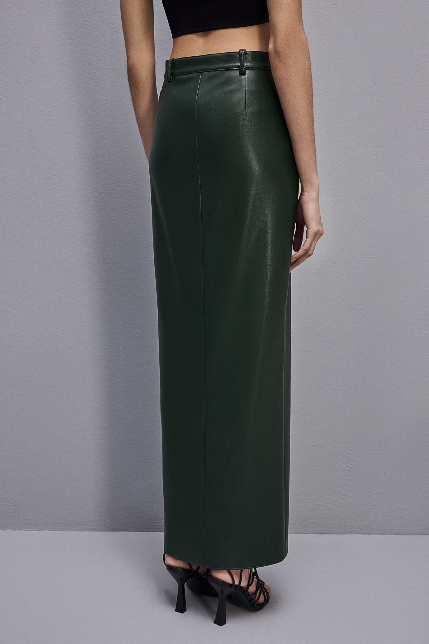 Patrizia Pepe Long Skirt In Coated Fabric Groen | 5064FPVZK