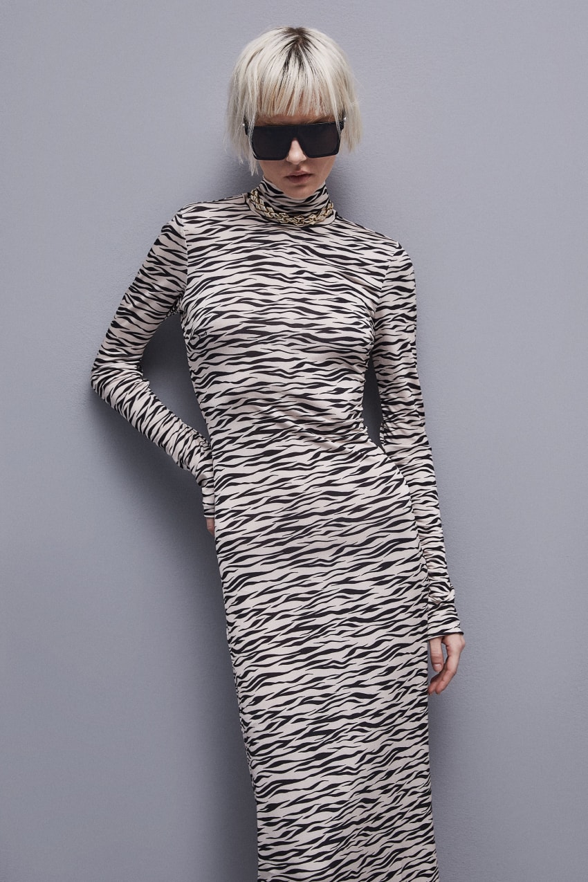 Patrizia Pepe Long Slim Fit Dress Animalier | 4956SIMGC