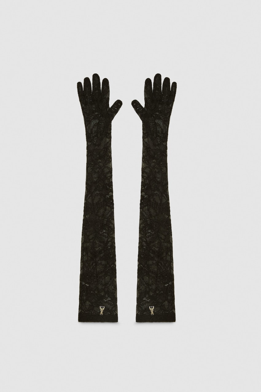 Patrizia Pepe Long Stretch Lace Gloves Zwart | 1079HCQNZ