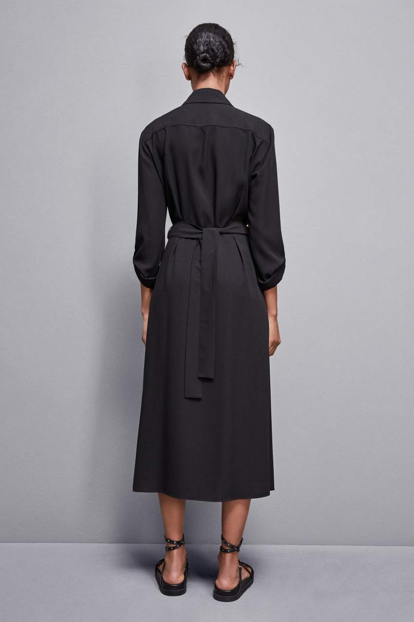 Patrizia Pepe Long-sleeved Chemisier Dress Zwart | 5784KGMVH