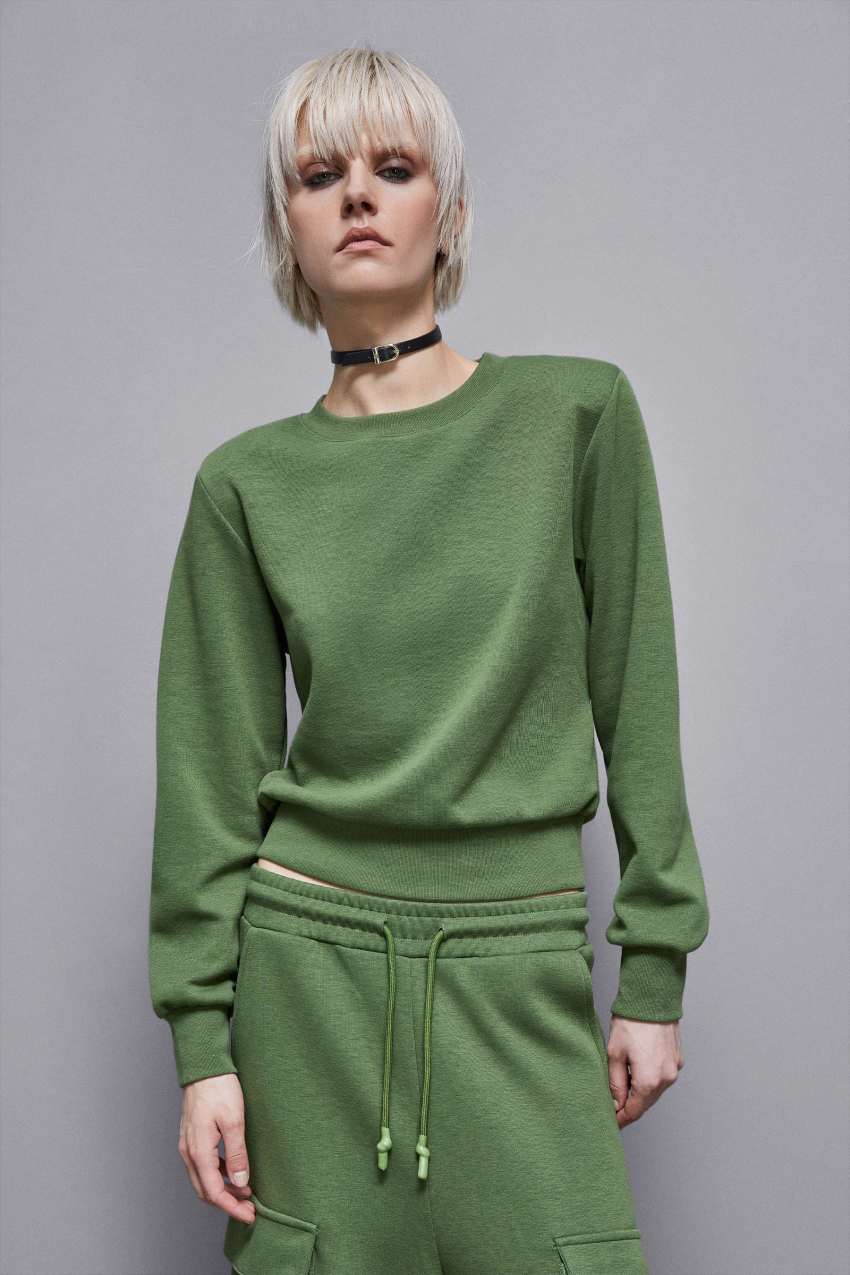 Patrizia Pepe Long-sleeved Cotton Sweatshirt Groen | 1874ODZRY