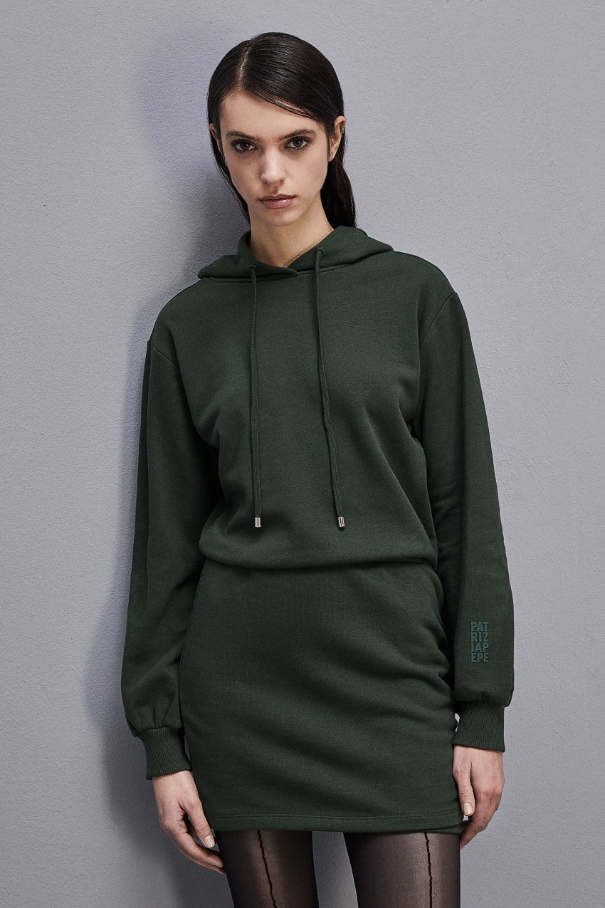 Patrizia Pepe Long-sleeved Fleece Dress Groen | 9871BFLCU