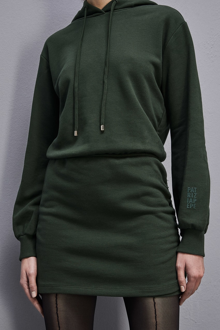 Patrizia Pepe Long-sleeved Fleece Dress Groen | 9871BFLCU