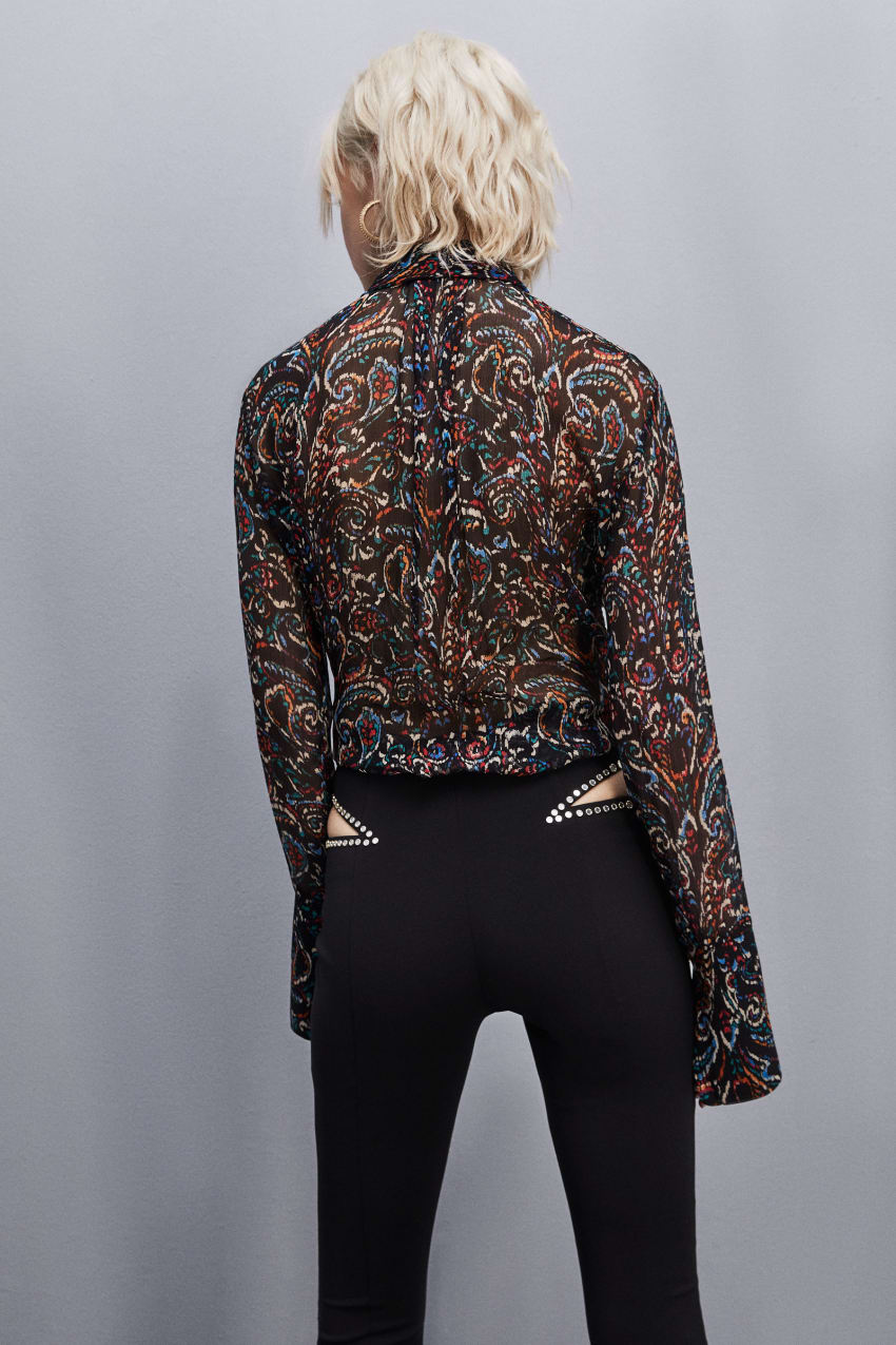 Patrizia Pepe Long-sleeved Printed Shirt Zwart | 0789KYOIS