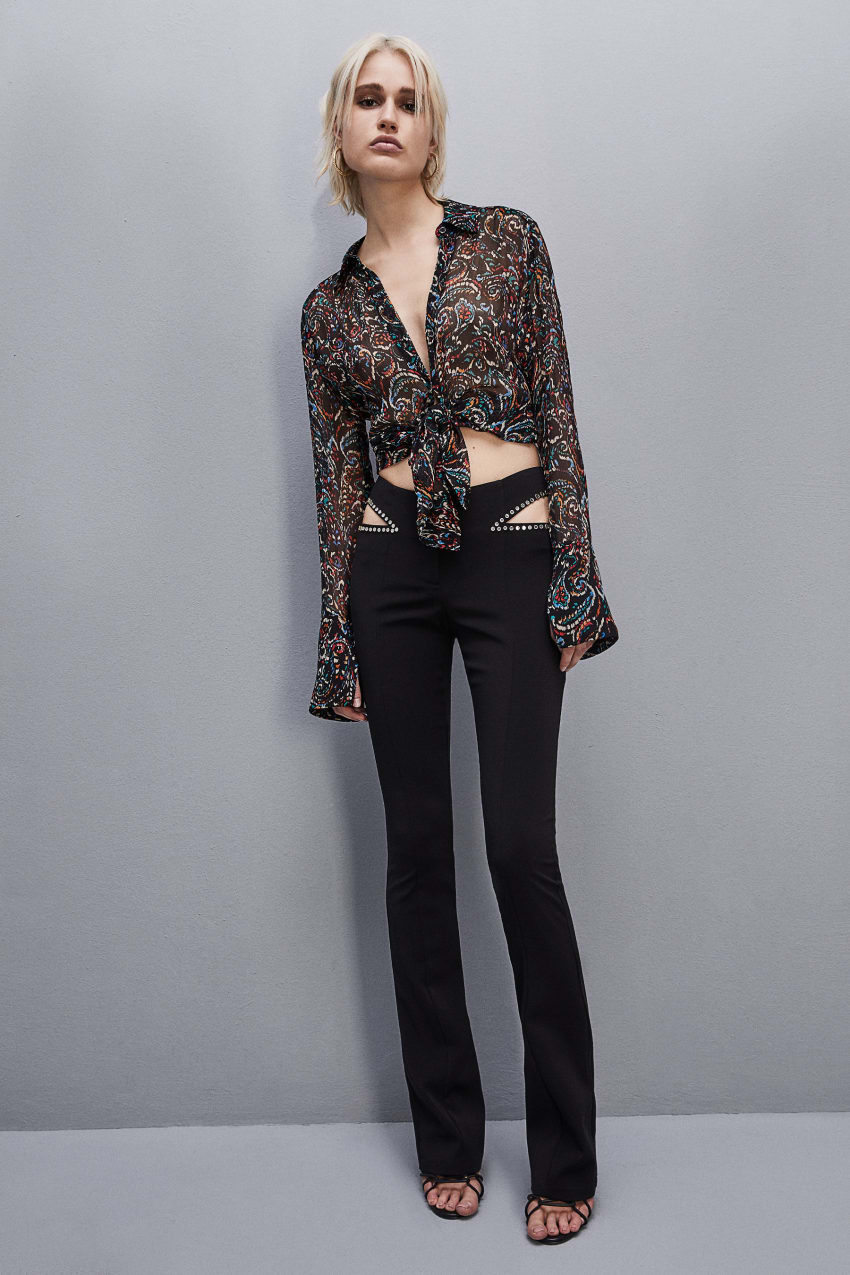 Patrizia Pepe Long-sleeved Printed Shirt Zwart | 0789KYOIS