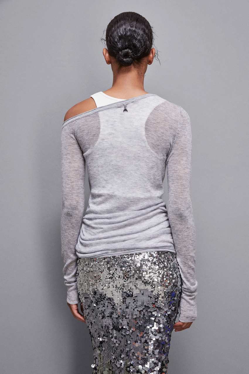 Patrizia Pepe Long-sleeved Wool Sweater Grijs | 6394ISFXV