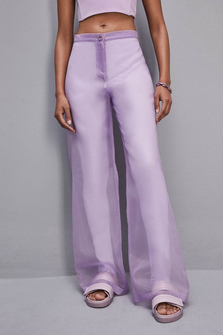 Patrizia Pepe Low-waisted Palazzo Fit Pants In Jersey Paars | 0346EDBKX