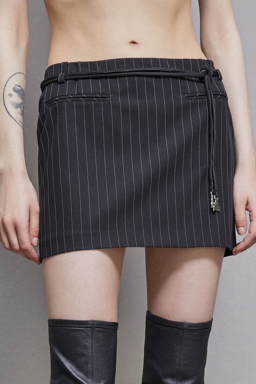 Patrizia Pepe Low-waisted Pinstripe Miniskirt Zwart | 0742ULNQR