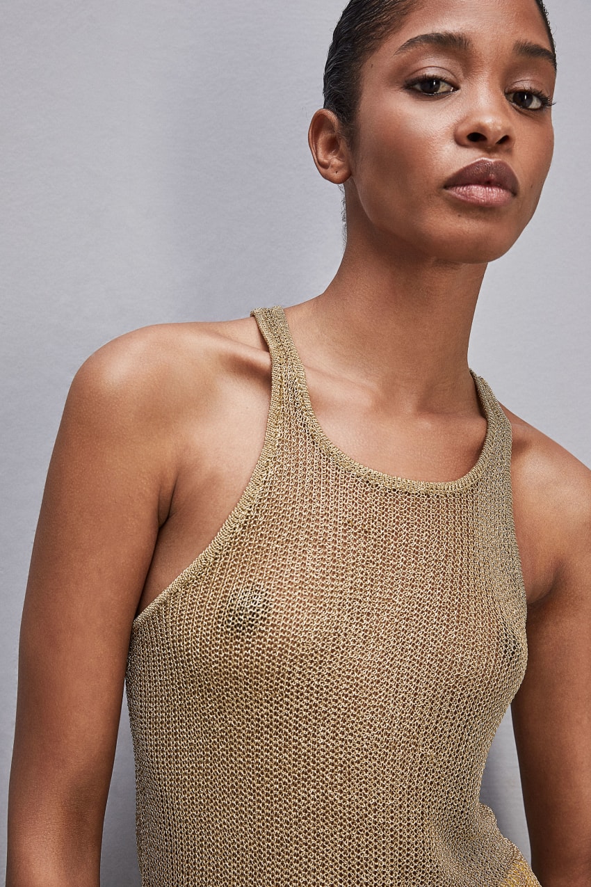 Patrizia Pepe Mesh Top With Metal Effect Goud | 8105BMVPI