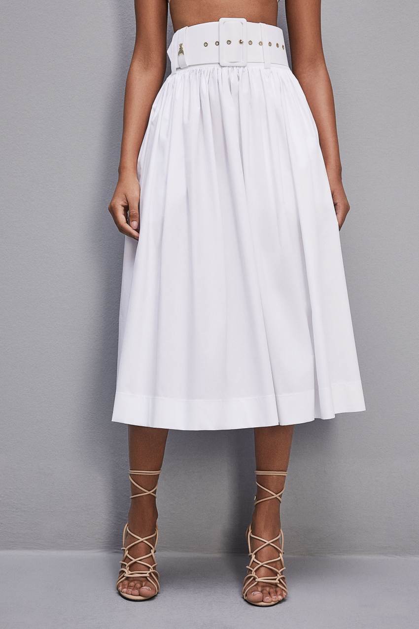 Patrizia Pepe Midi Flared Skirt With Belt Wit | 8276GYXJT