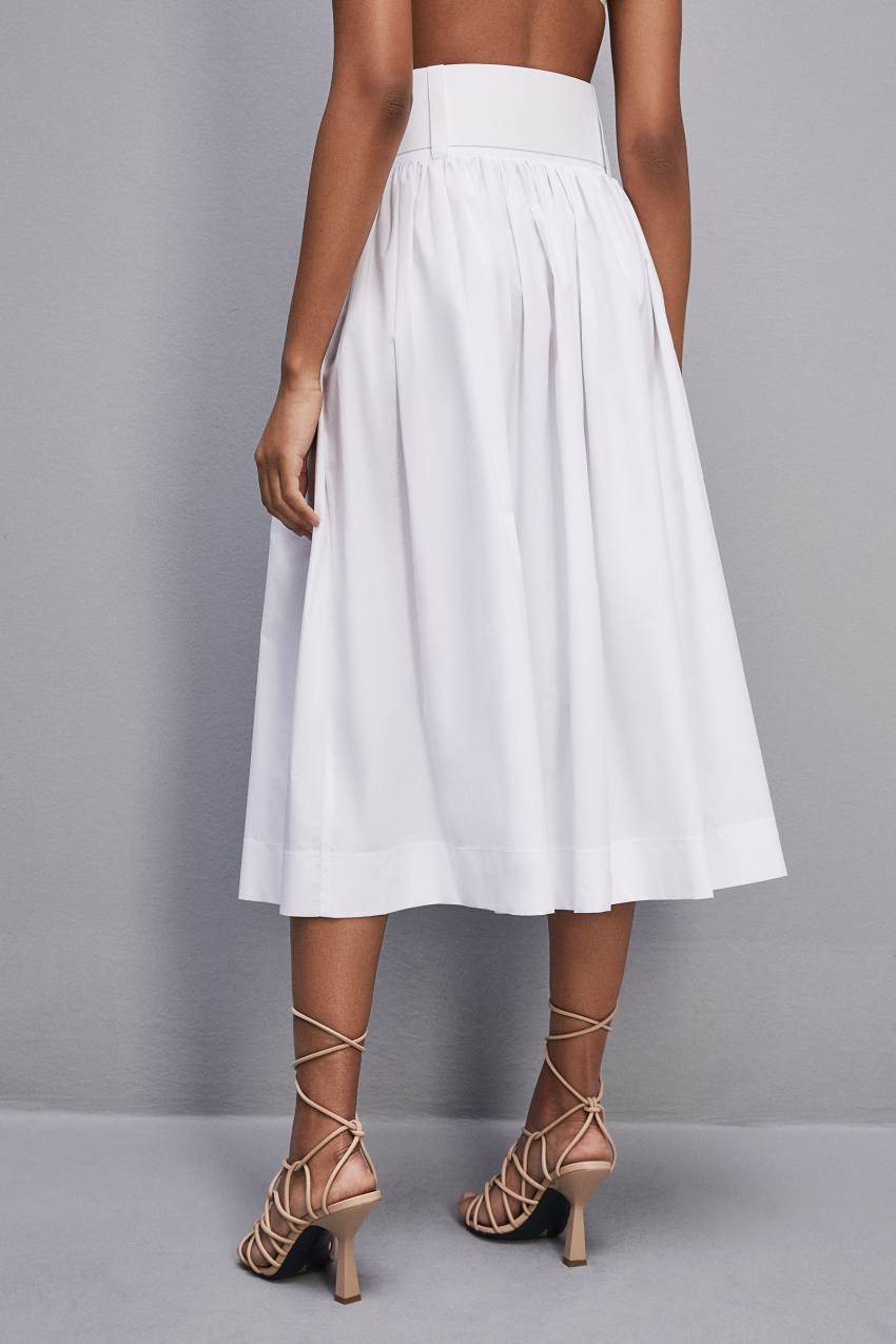 Patrizia Pepe Midi Flared Skirt With Belt Wit | 8276GYXJT