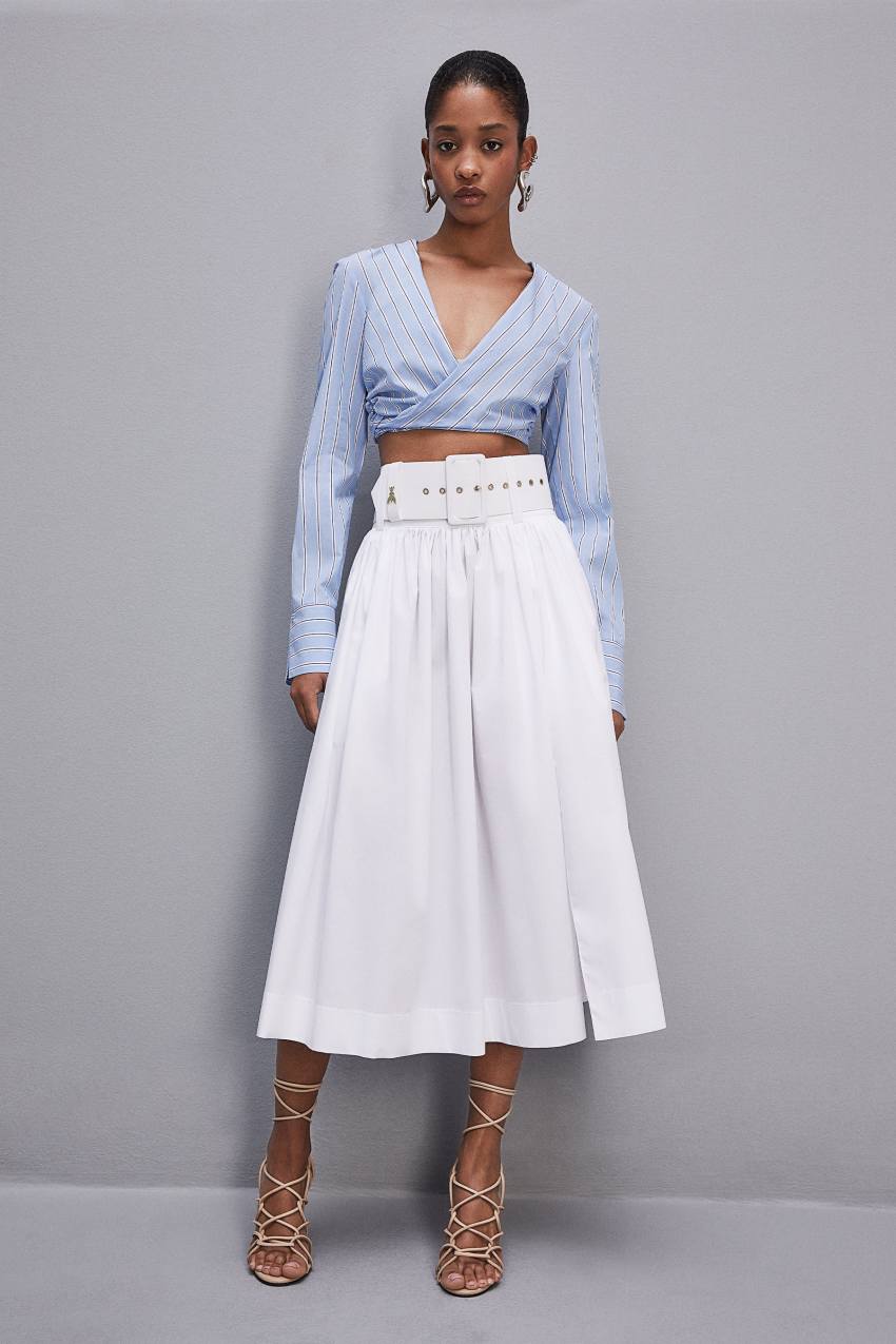 Patrizia Pepe Midi Flared Skirt With Belt Wit | 8276GYXJT