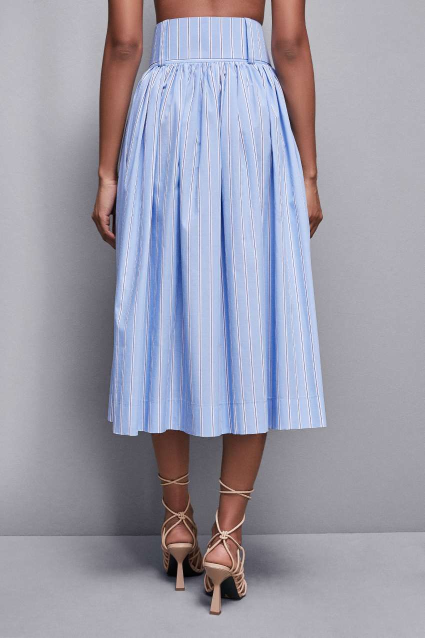 Patrizia Pepe Midi Flared Skirt With Belt Lichtblauw | 2567MKJND