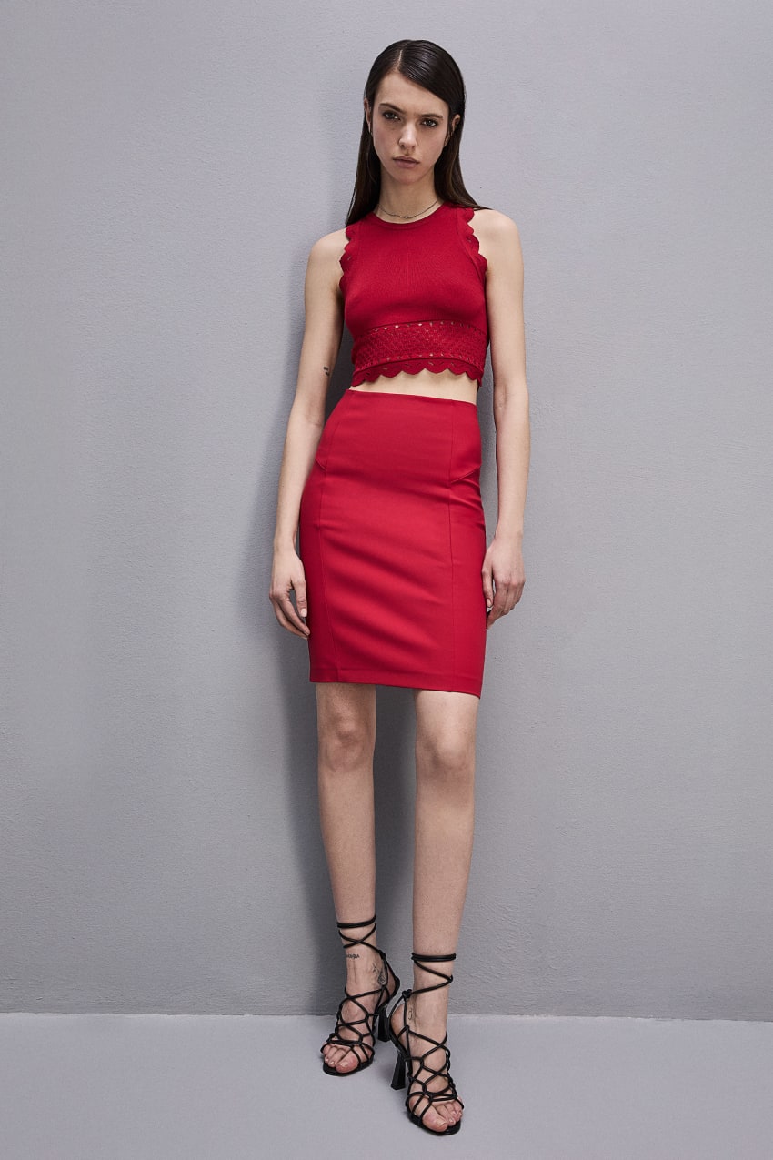 Patrizia Pepe Midi Pencil Skirt Rood | 3192XNQKM