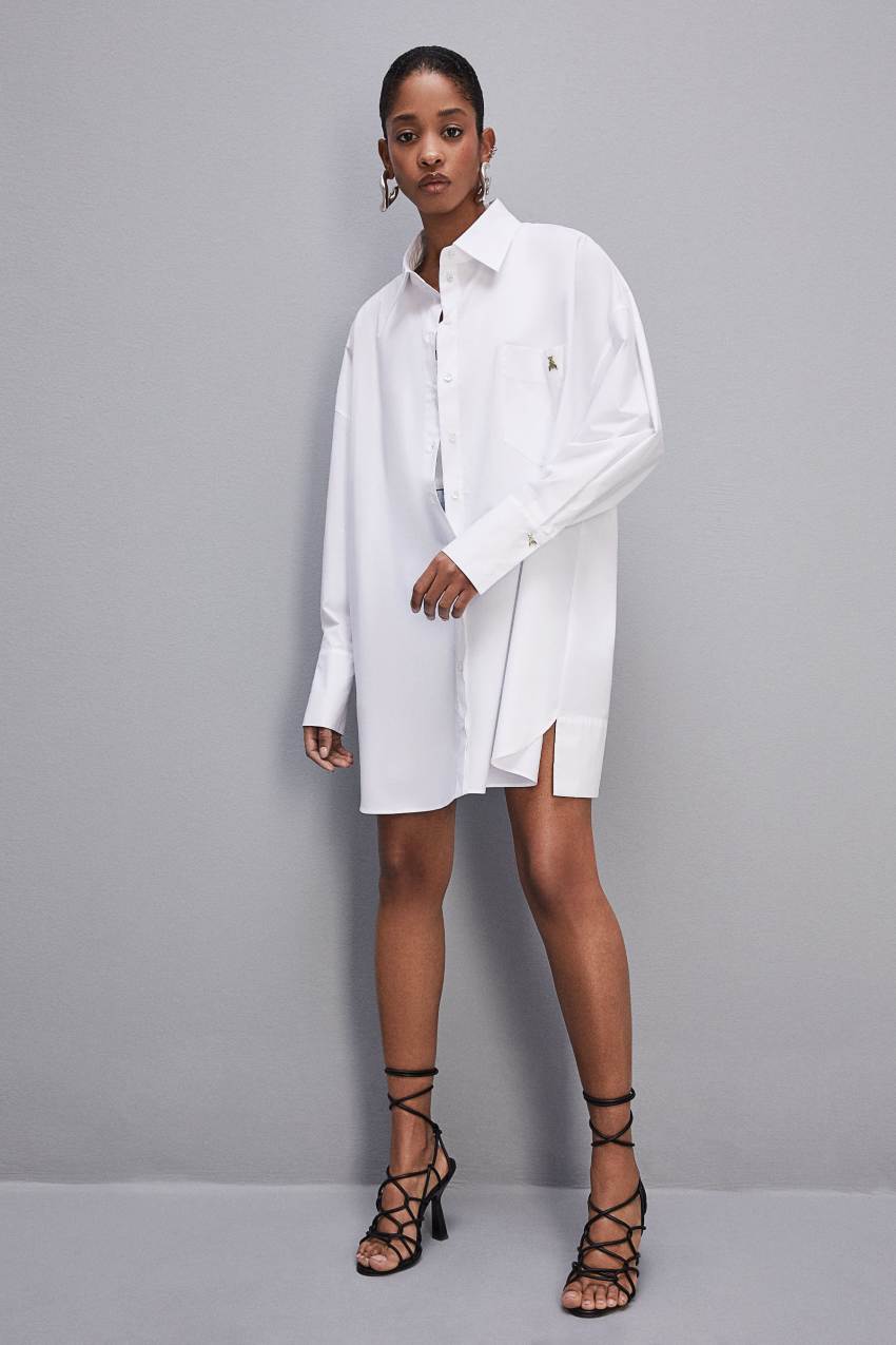 Patrizia Pepe Mini Over Shirt Dress Wit | 2931HGXLJ