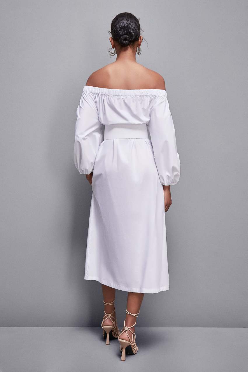 Patrizia Pepe Off-shoulder Dress With Belt Wit | 2649MKPQS