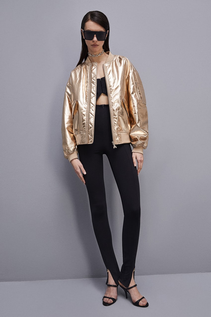 Patrizia Pepe Padded Over Bomber Jacket Goud | 0762TXCMH