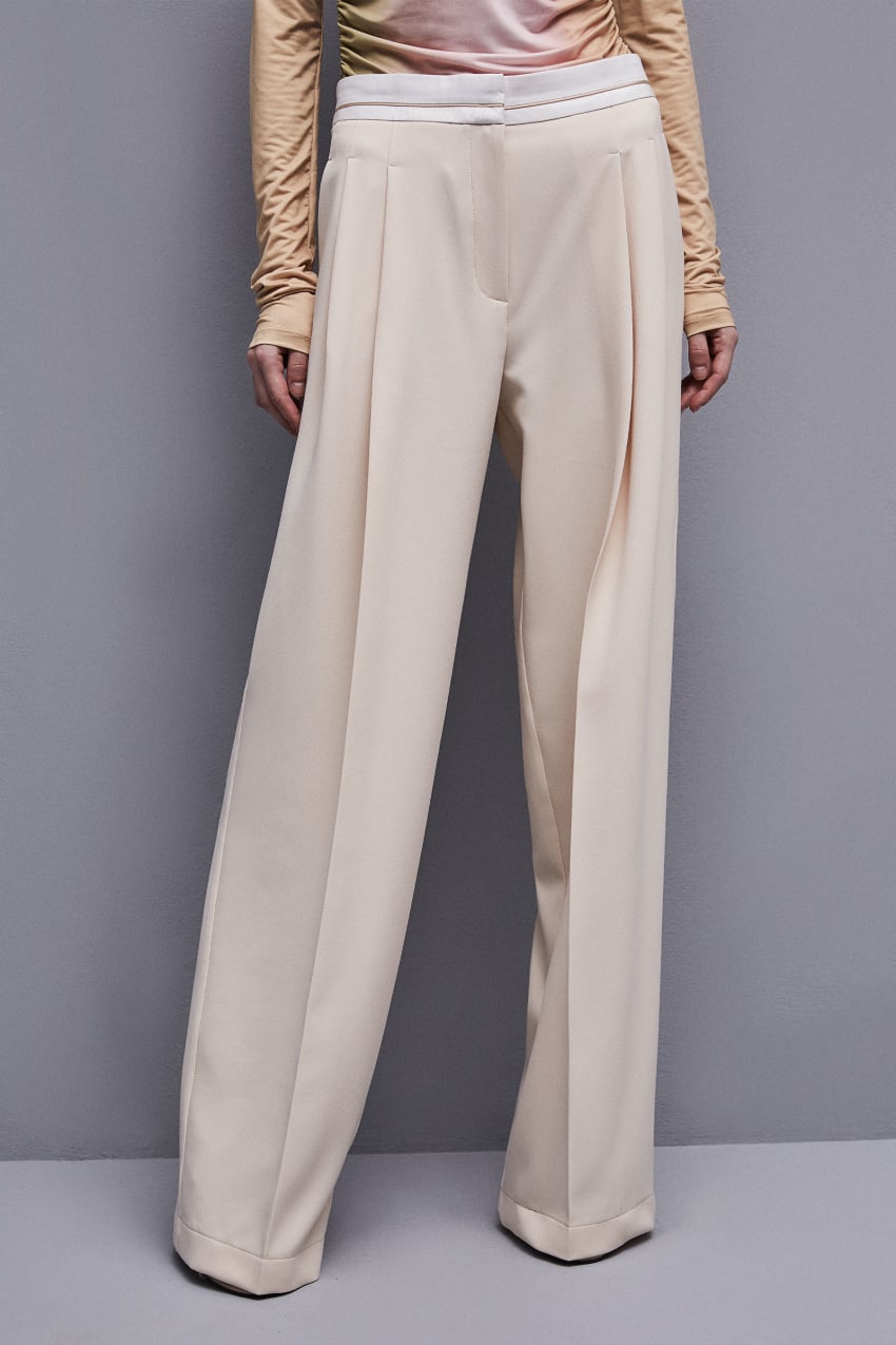 Patrizia Pepe Palazzo Pants In Technical Fabric Beige | 0937TUHMD