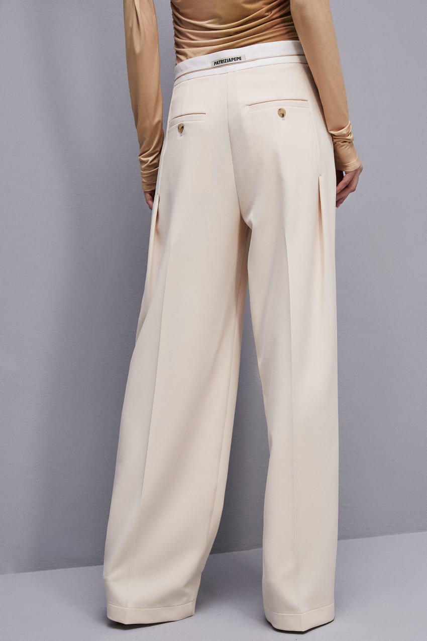 Patrizia Pepe Palazzo Pants In Technical Fabric Beige | 0937TUHMD