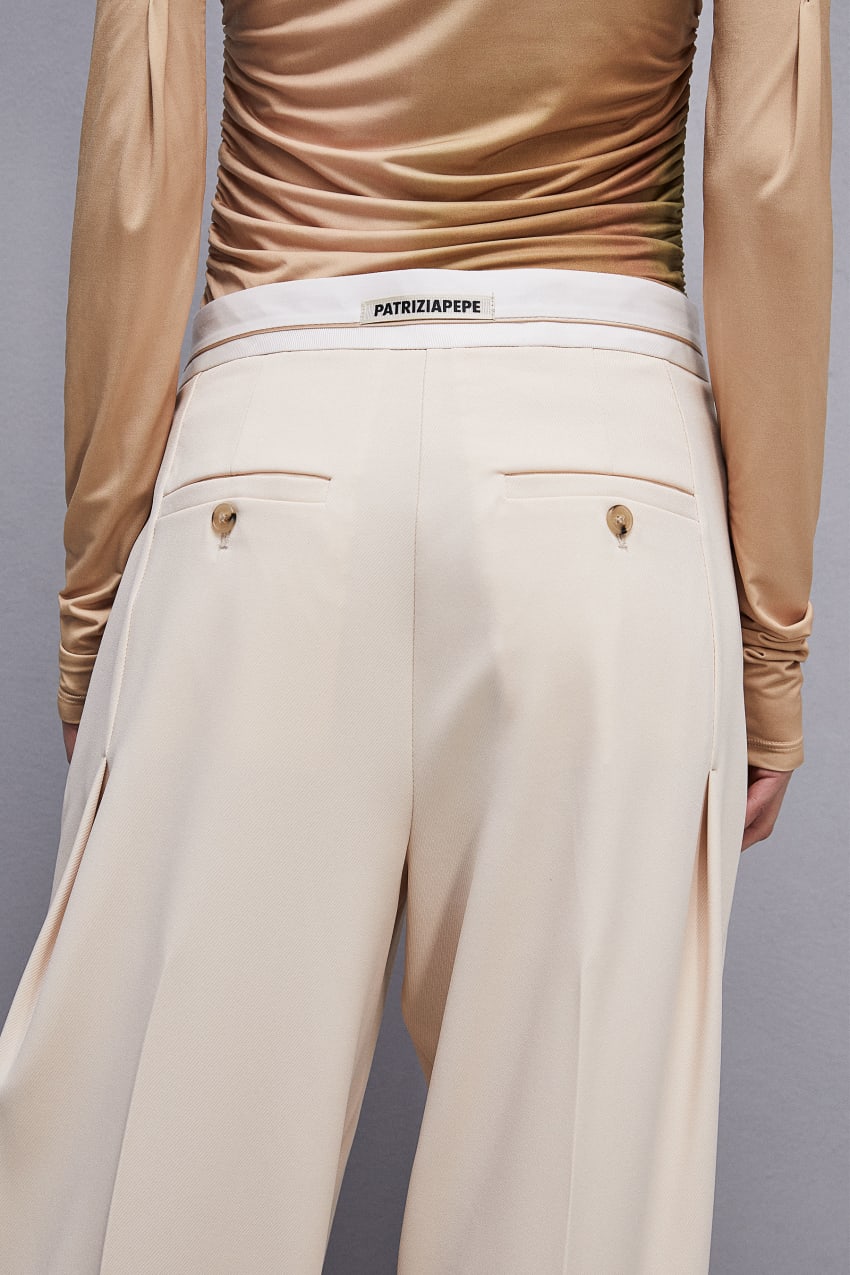 Patrizia Pepe Palazzo Pants In Technical Fabric Beige | 0937TUHMD