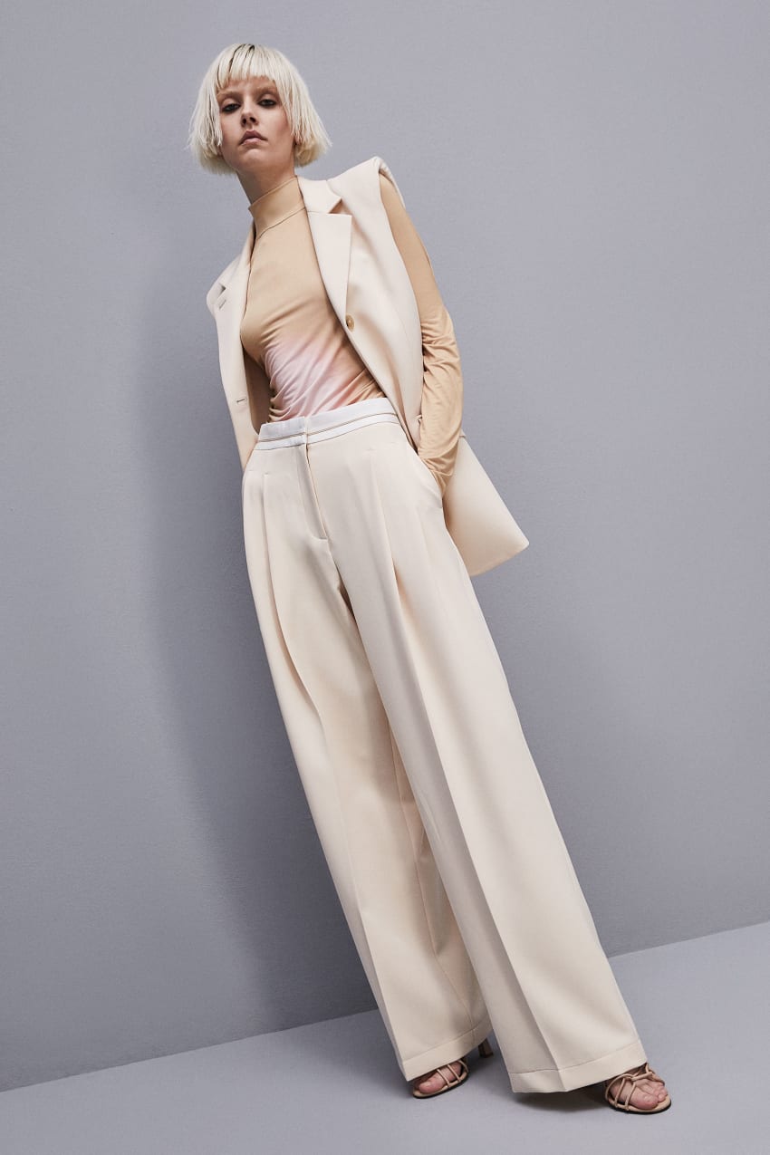 Patrizia Pepe Palazzo Pants In Technical Fabric Beige | 0937TUHMD