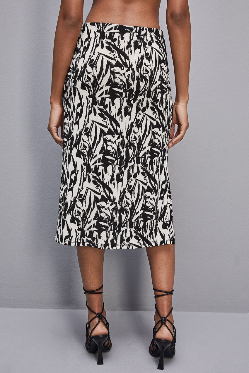 Patrizia Pepe Patterned Jersey Midi Skirt Wit | 3698IUNGR