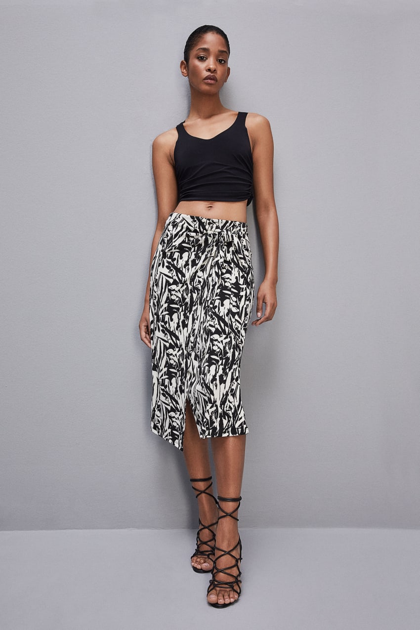 Patrizia Pepe Patterned Jersey Midi Skirt Wit | 3698IUNGR