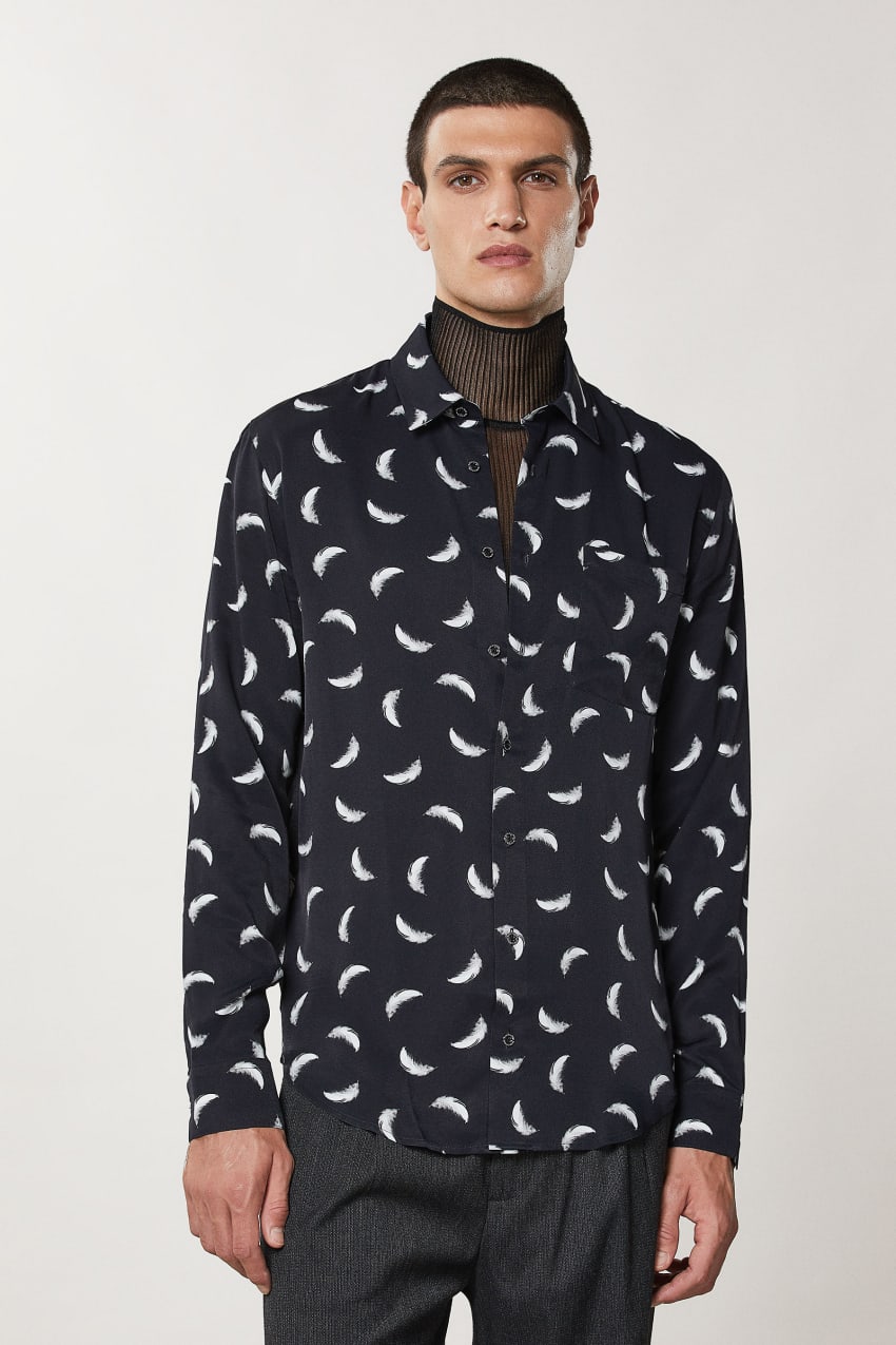 Patrizia Pepe Patterned Shirt With Breast Pocket Zwart | 0176CVPRJ