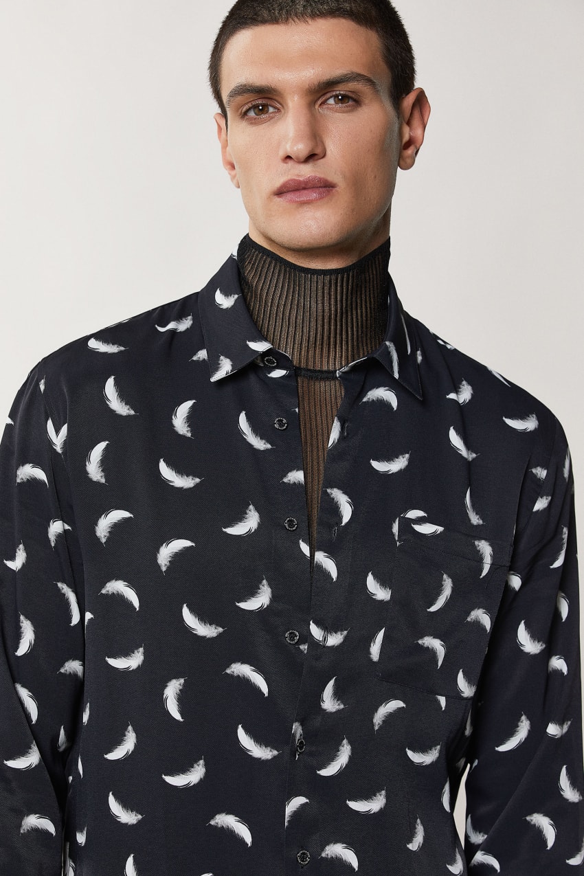 Patrizia Pepe Patterned Shirt With Breast Pocket Zwart | 0176CVPRJ