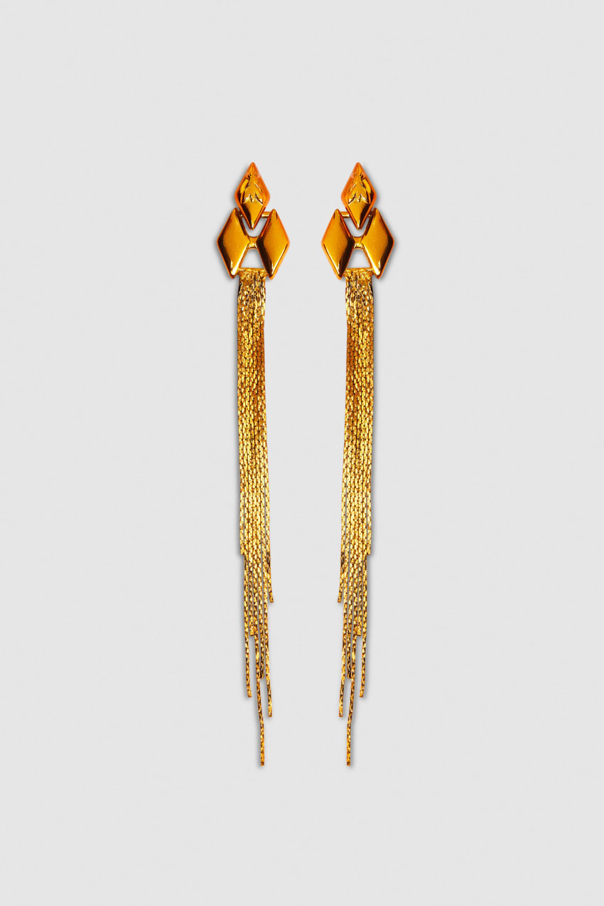 Patrizia Pepe Pendant Earrings With Micro Fly Links And Metal Fringing Oranje | 3409EZIKW