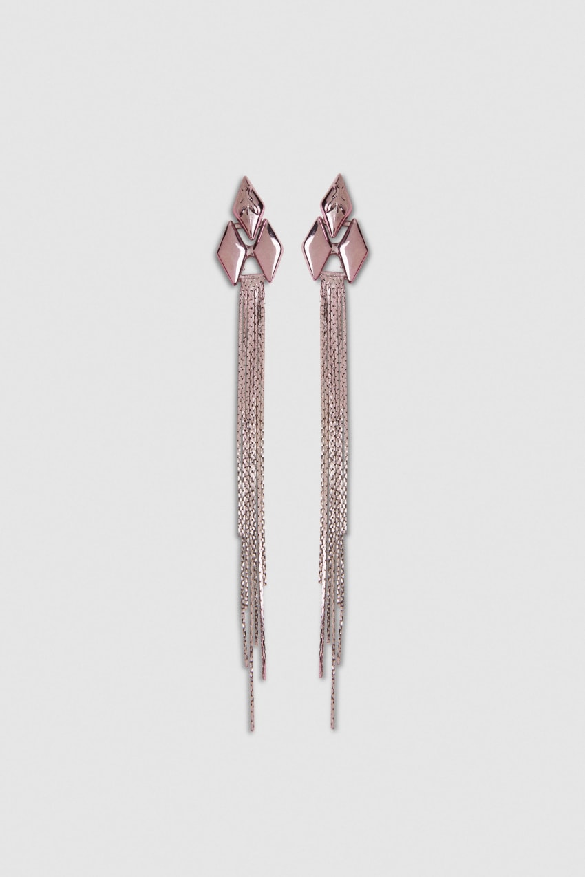 Patrizia Pepe Pendant Earrings With Micro Fly Links And Metal Fringing Roze | 0462VRNIY